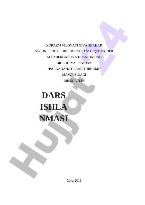 Pardaqanotlilar turkumi biologiya fanidan dars