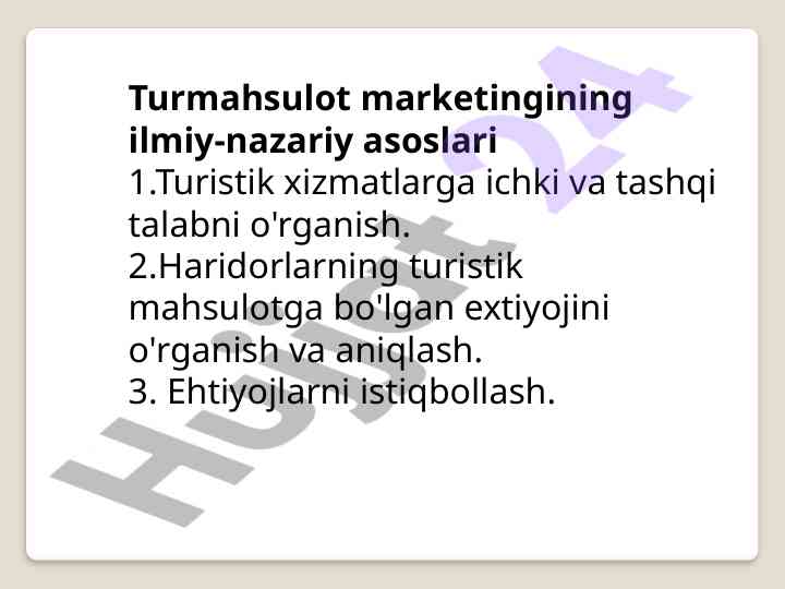 Turmahsulot marketingining ilmiy-nazariy asoslari