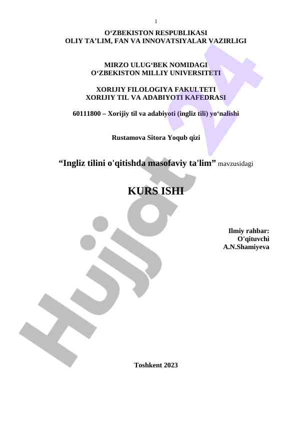 Ingliz tilini o'qitishda masofaviy ta'lim