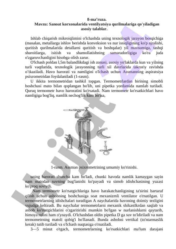 Sanoat korxonalarida ventilyatsiya talablari