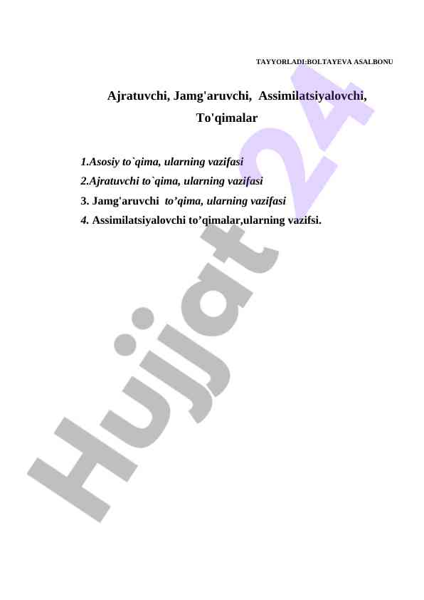 Tayyorlash: to'qimalarning vazifalari va turlari