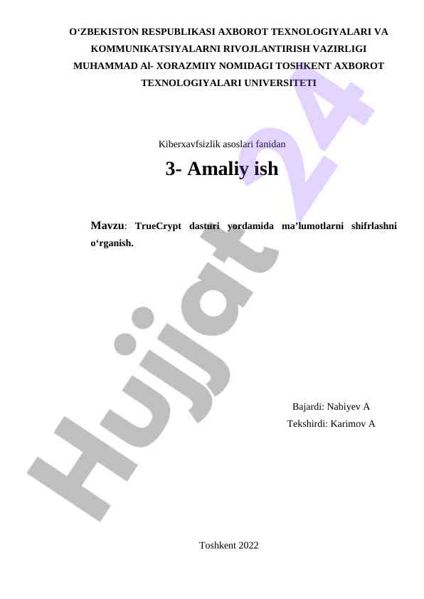 Truecrypt dasturi yordamida ma'lumotlarni shifrlash