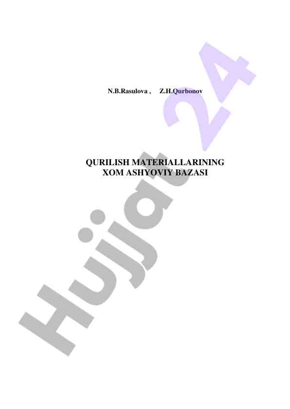 Qurilish materiallarining xom ashyoviy bazasi