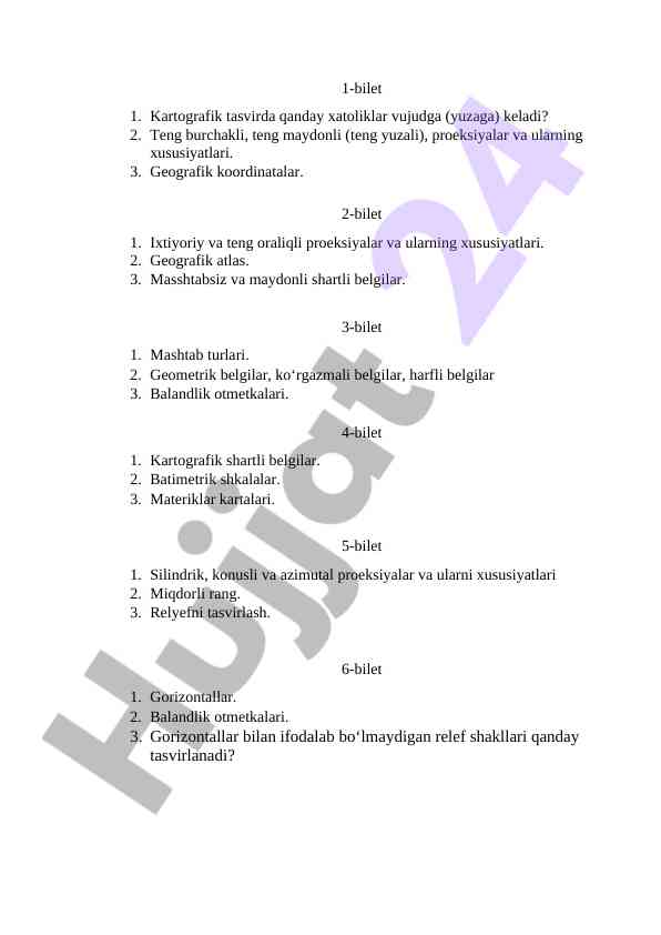 Kartografik tasvirda xatoliklar va proeksiyalar