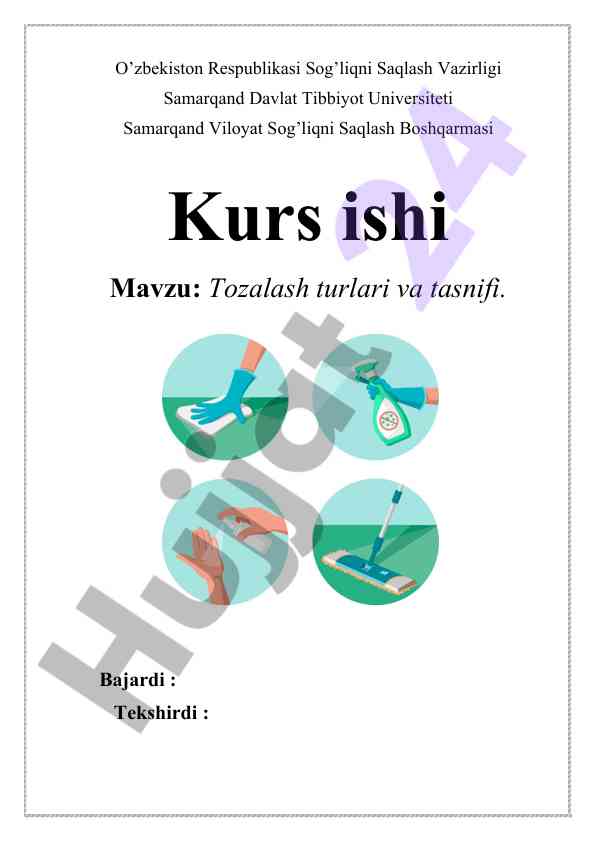 Tozalash turlari va tasnifi