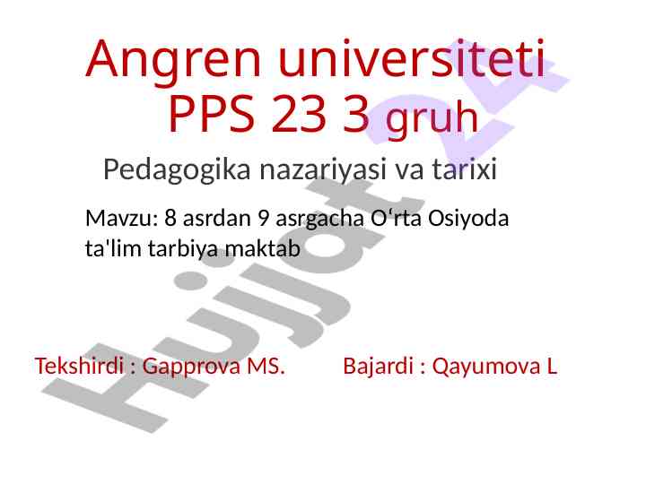 O‘rta osiyoda ta'lim tarbiyasining tarixi