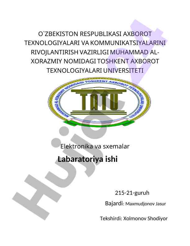 Elektronika va sxemalar laboratoriya ishi