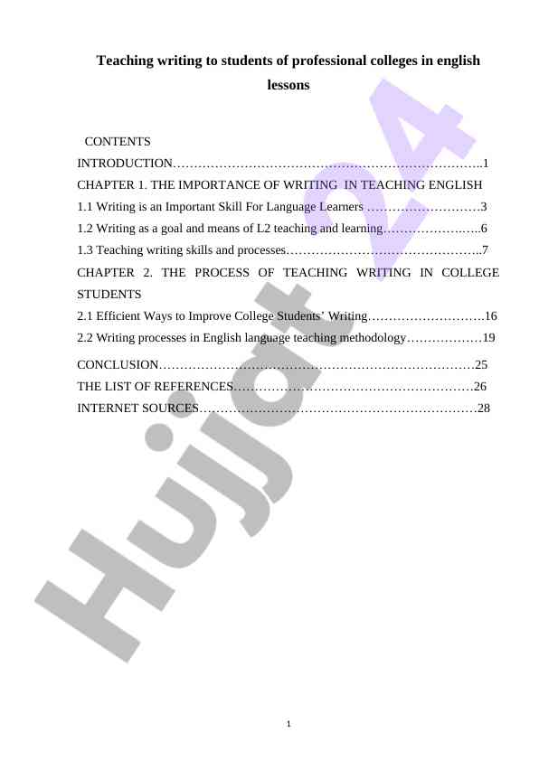 Teaching Writing Skills in Professional Colleges