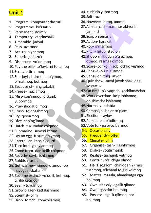Essential vocabulary for computer programs and actions