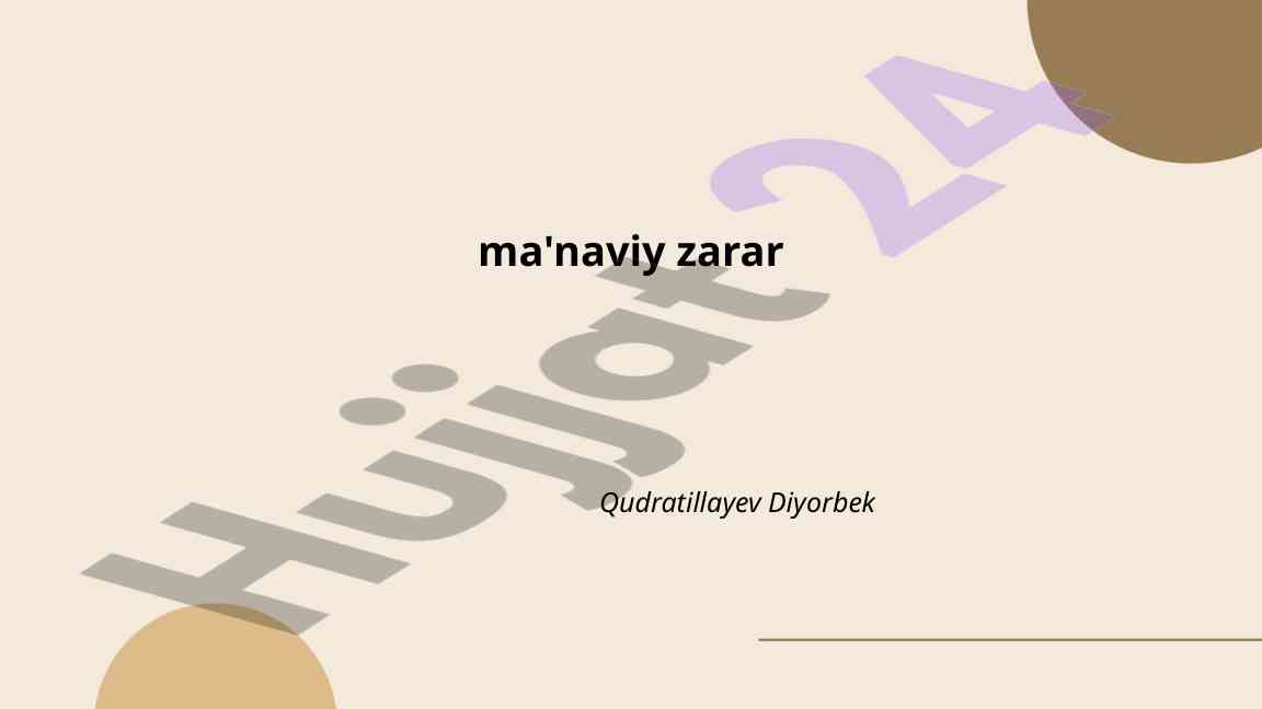 Ma'naviy zarar tushunchasi va huquqiy qo'llanilishi