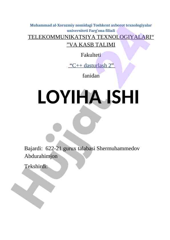C++ dasturlash va axborot texnologiyalari