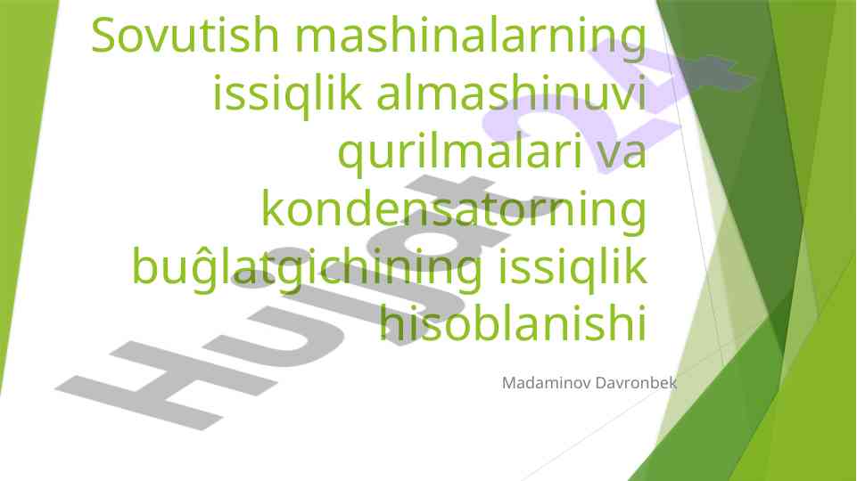 Sovutish mashinalarining issiqlik almashinuvi tadqiqoti