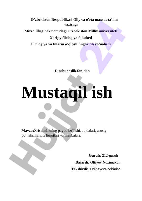 Xristianlikning paydo bo‘lishi va asosiy aqidalari