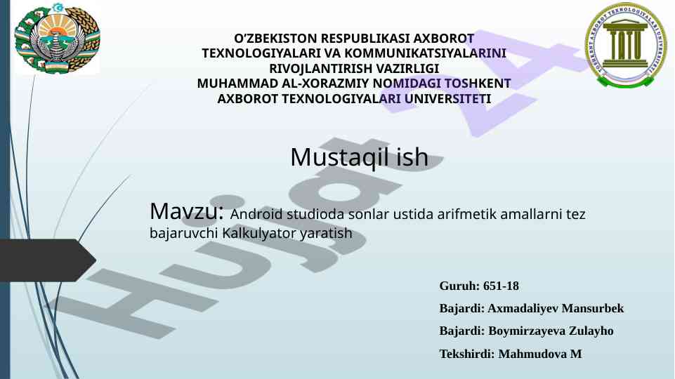 Android studio kalkulyator dasturi yaratish
