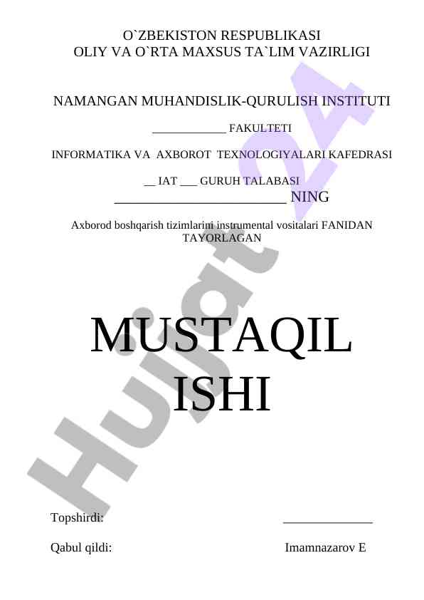 Instrumental vositalar bilan axborot boshqarish tizimlari