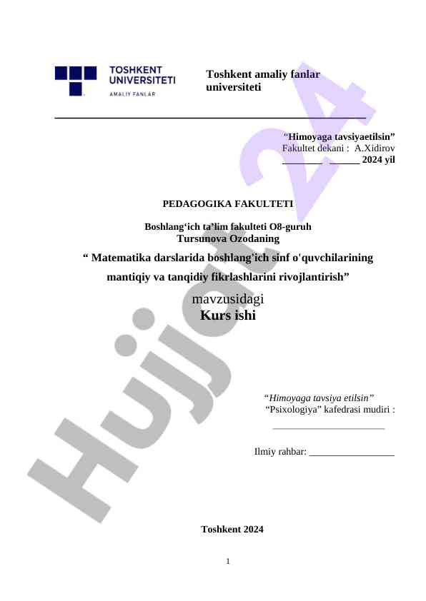 Matematika darslarida fikrlash qobiliyatlarini rivojlantirish