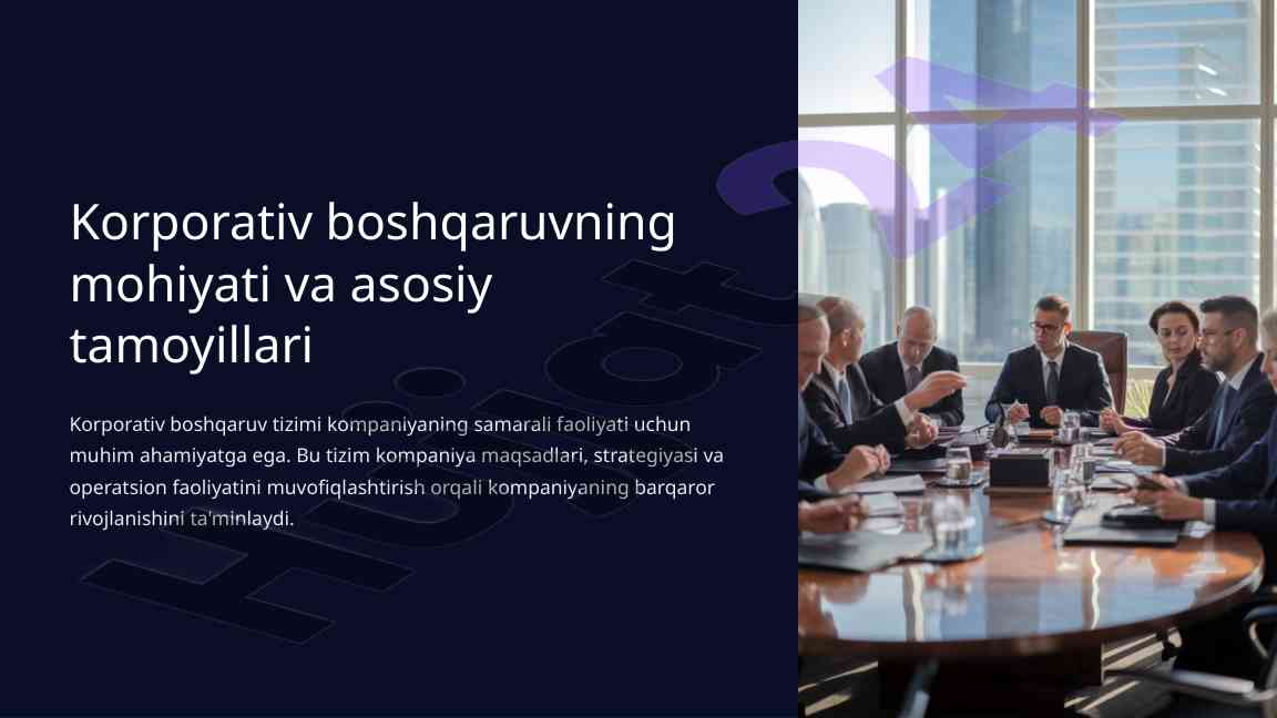 Korporativ boshqaruvning mohiyati va asosiy tamoyillari