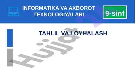 Axborot Texnologiyalari Tahlil Va Loyihalash
