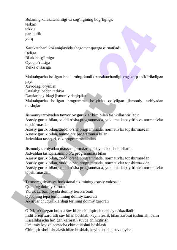 Bolalar sog‘ligi va xarakatchanlik o‘rtasidagi bog‘liqlik
