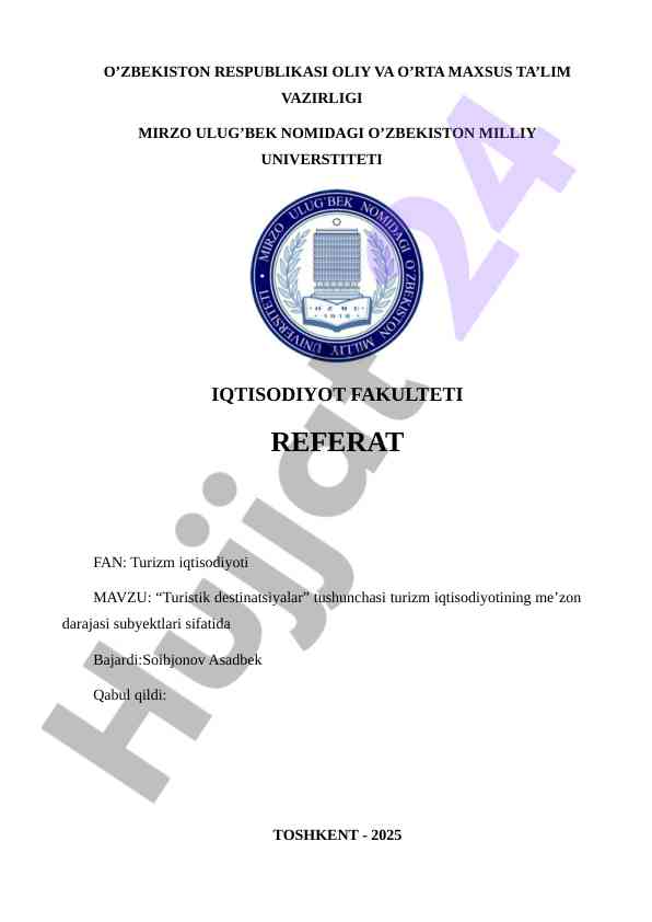 Turistik destinatsiyalar tushunchasi va rivojlanishi