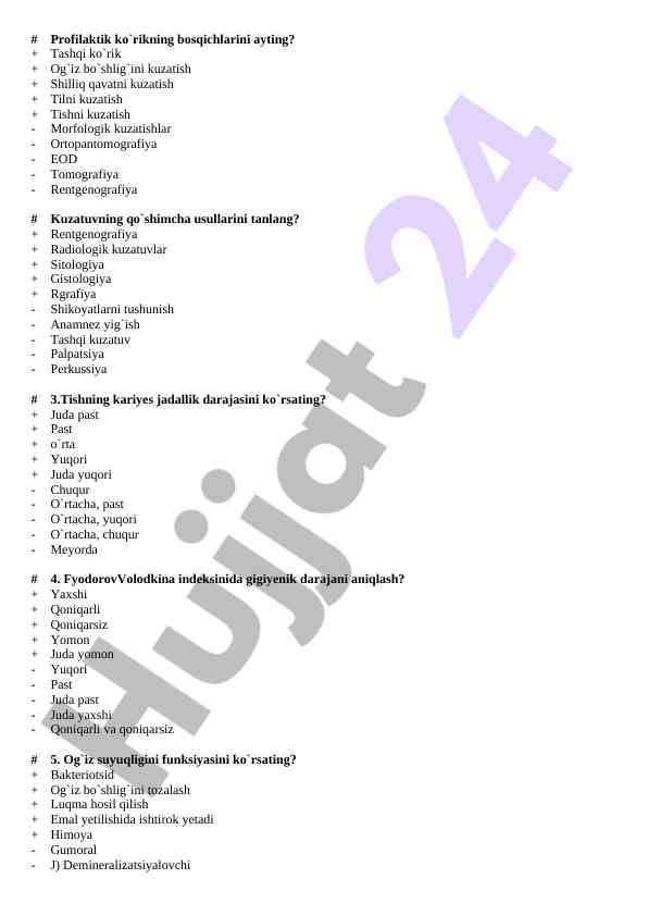 Og'iz sog'lig'i uchun tashxis qo'yish usullari