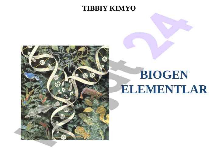 Biogen elementlar tibbiy kimyo va ularning faolligi