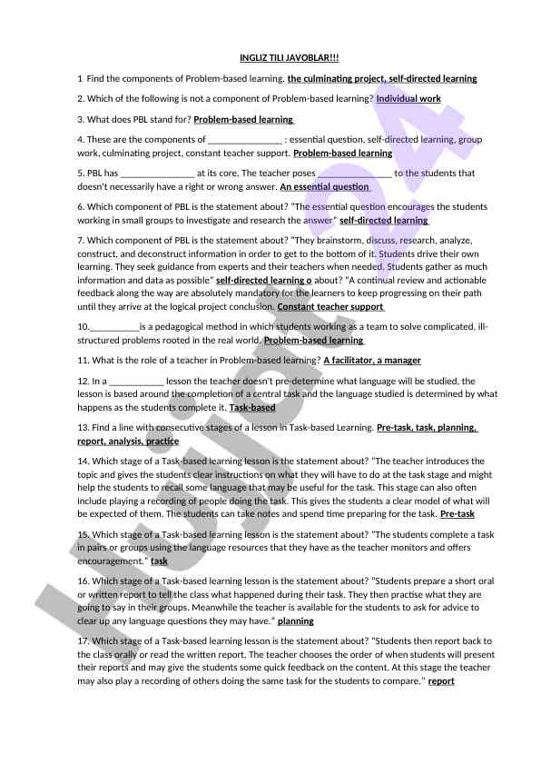 Problem-based learning components overview