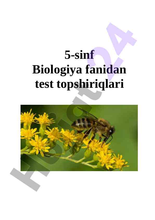 5-sinf biologiya fanidan test topshiriqlari