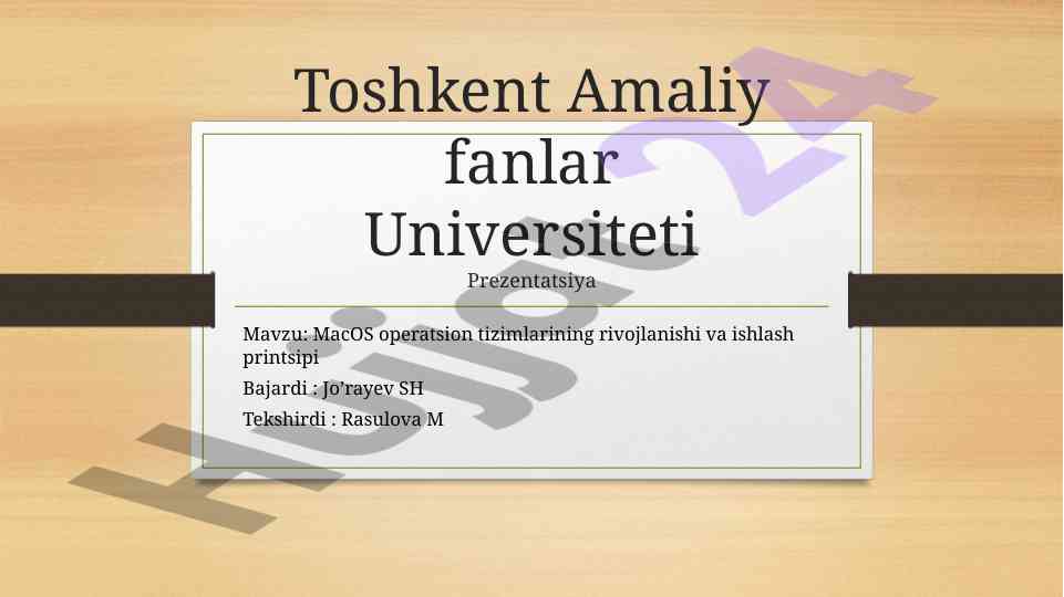 Macos operatsion tizimlarining rivojlanishi va ishlash
