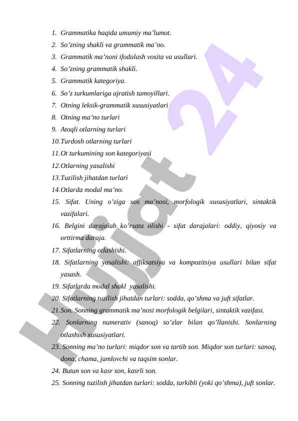 Grammatika haqida umumiy ma’lumotlar tahlili