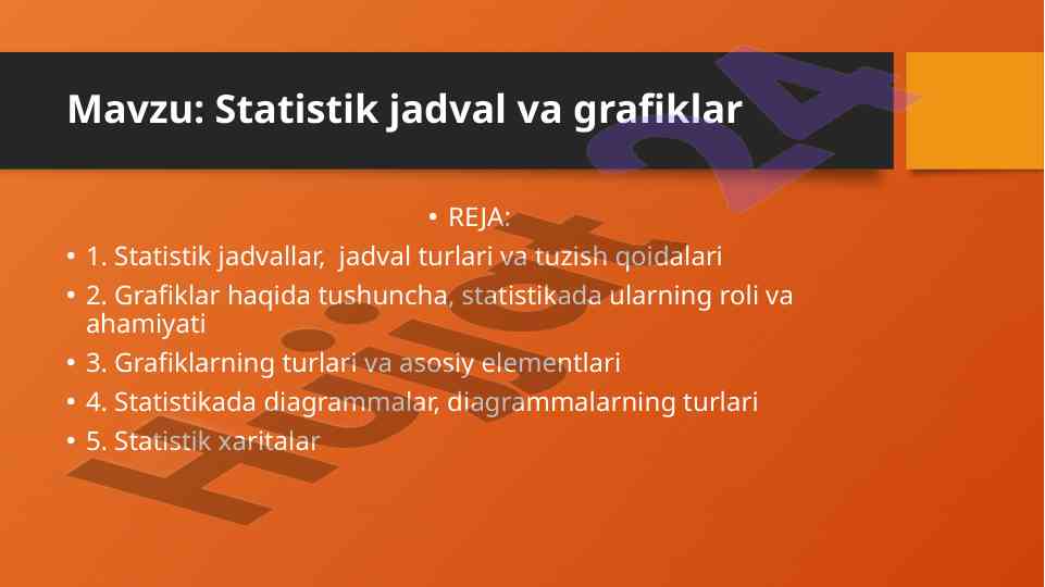 Statistik jadval va grafiklar tushunchalari