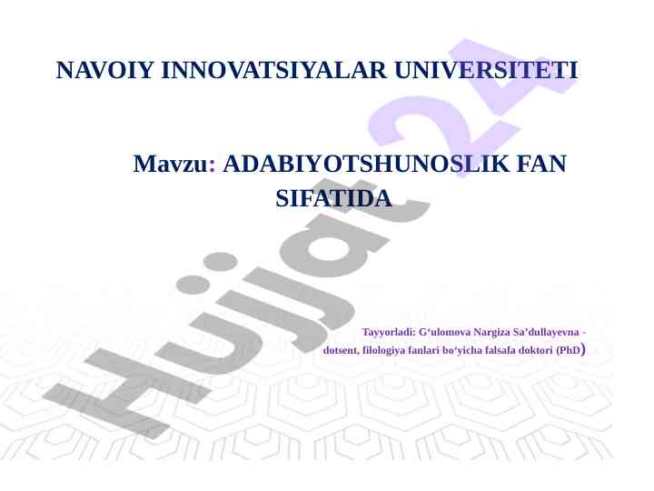 Adabiyotshunoslik faning o‘rganish sohalari