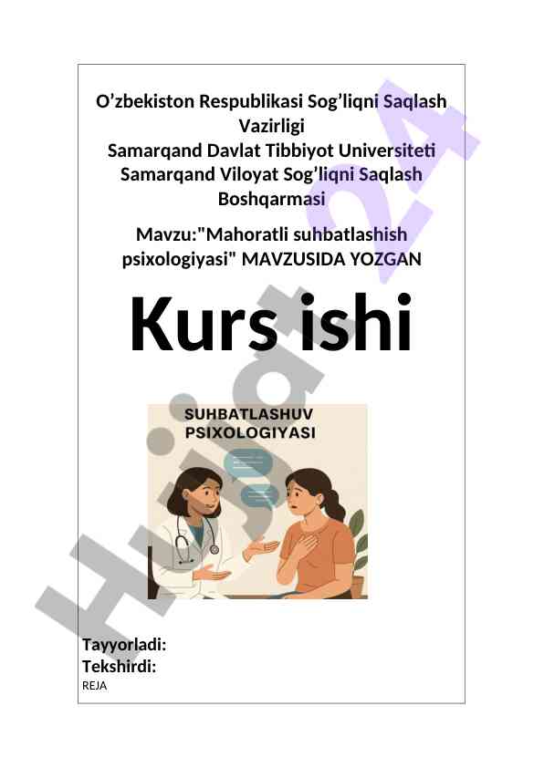 Mahoratli suhbatlashish psixologiyasi kurs ishida