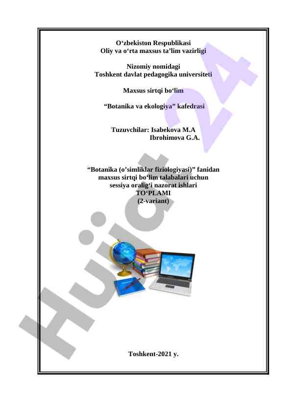 Botanika fanidan nazorat ishlari 2-variant
