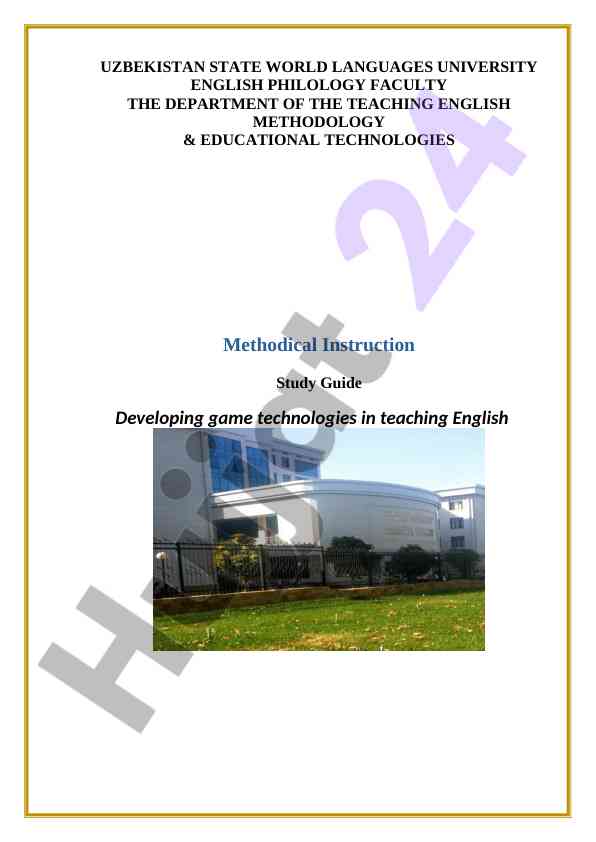Methodical instruction study guide for english teaching