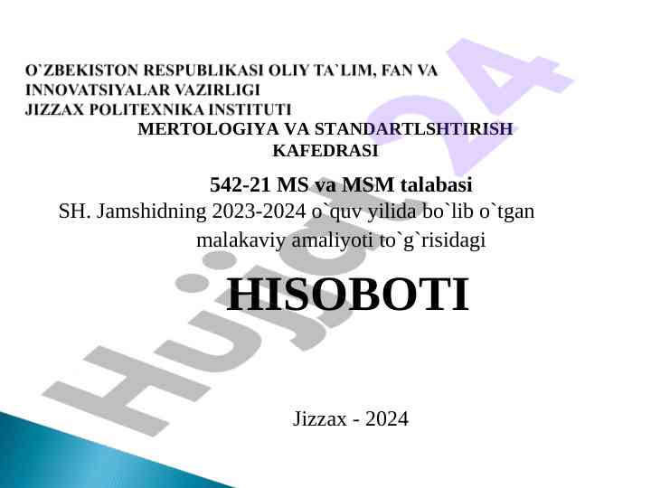 Malakaviy amaliyot hisoboti 2023-2024 yilida