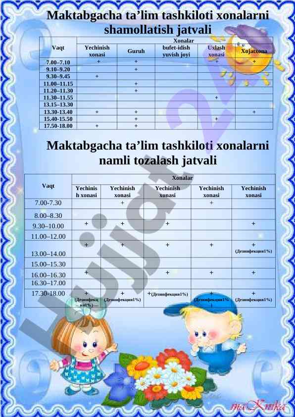 Maktabgacha ta’lim tashkiloti shamollatish jatvali