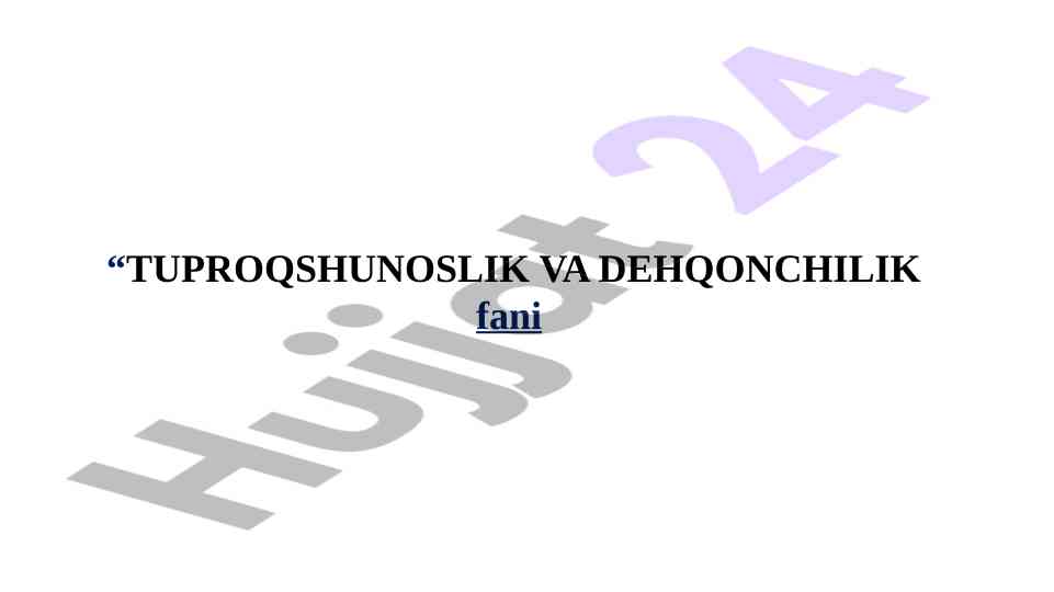 Suvli so'rim tayyorlash va tahlil usullari