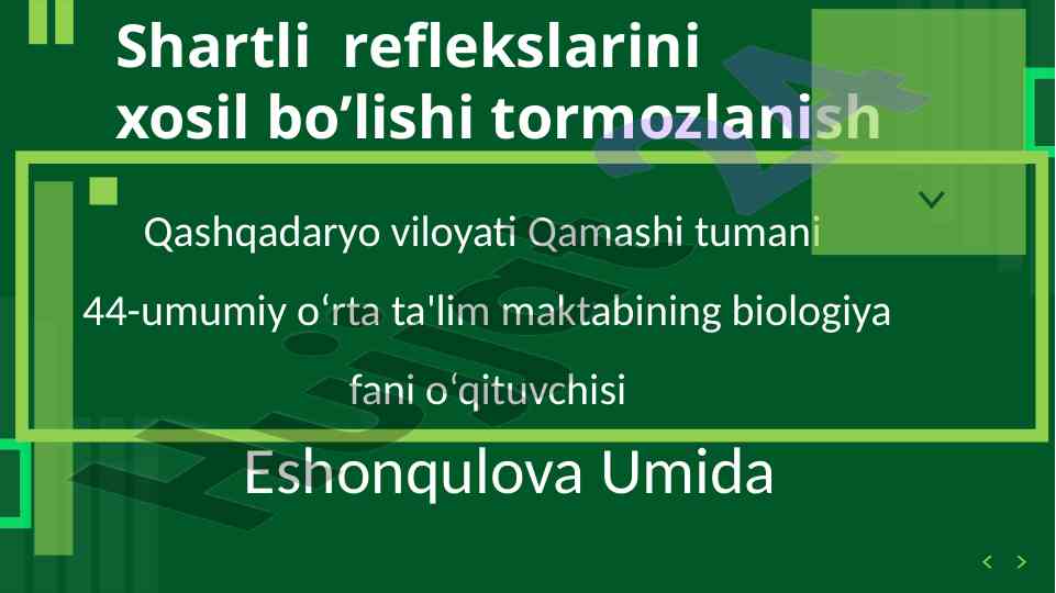 Shartli reflekslarning oliy nerv faoliyati