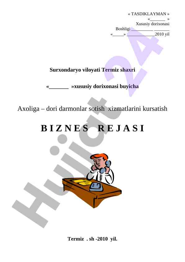Xususiy Dorixonani Yana Kengaytirish Bo'yicha Reja