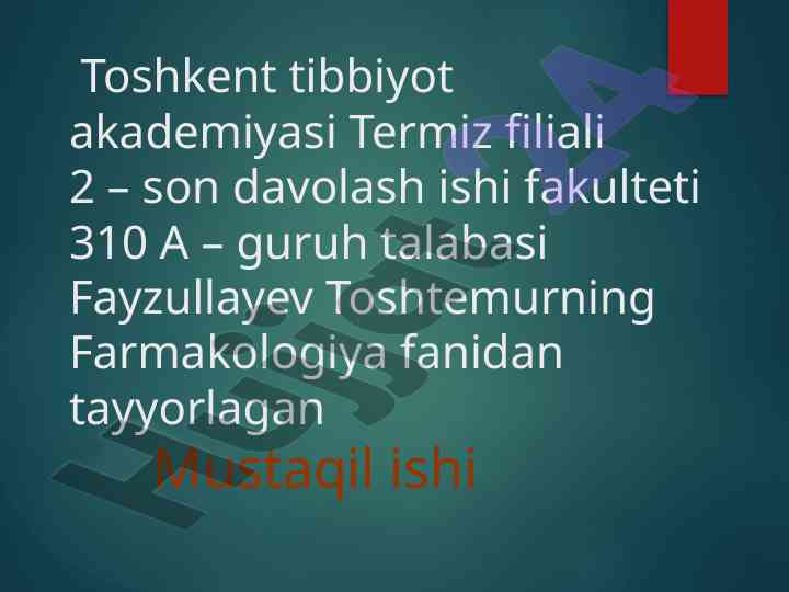 Nikotinizm va uning asoratlari tahlili