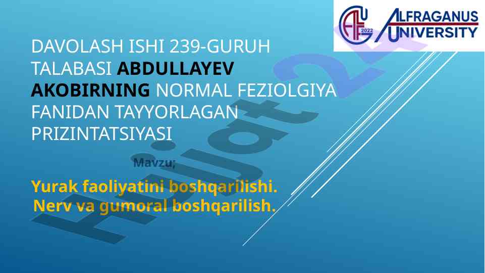 Yurak faoliyatini boshqarilishi nizomi