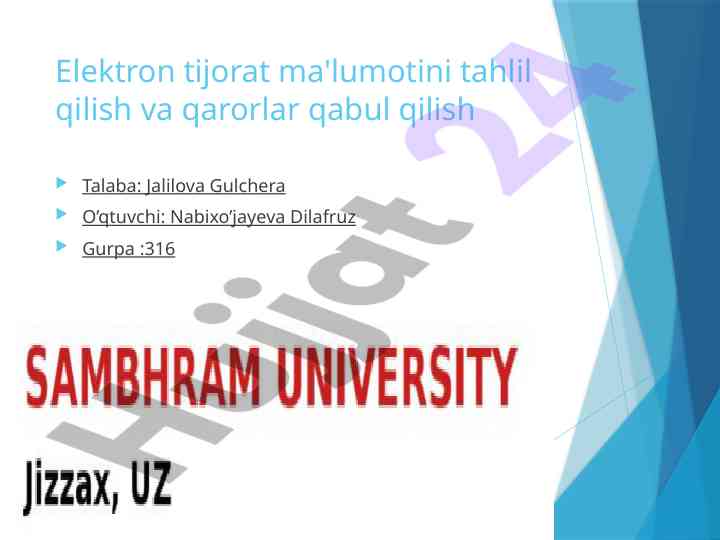 Elektron tijorat ma'lumotlarini tahlil qilish