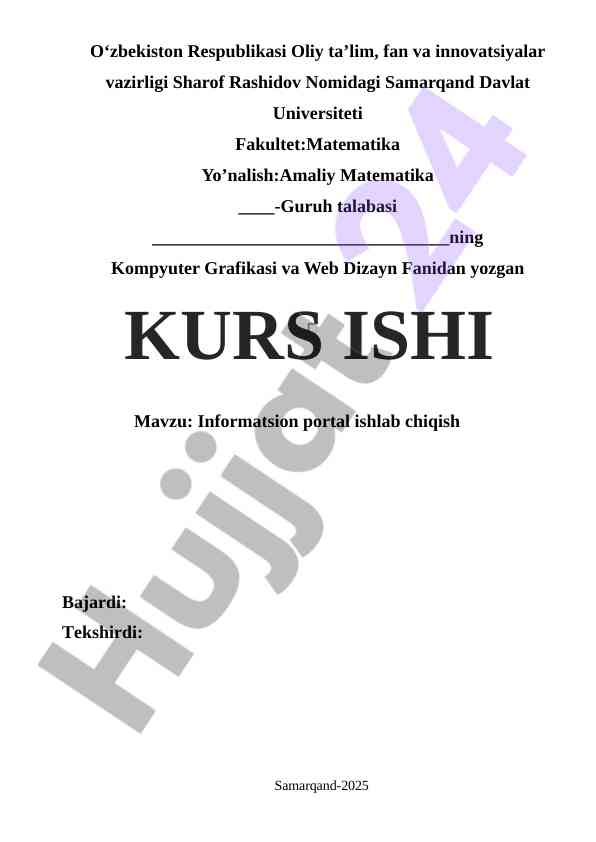 Informatsion portal ishlab chiqish kurs ishining mavzusi