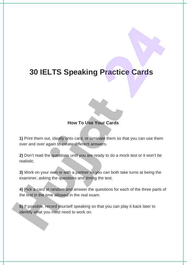 30 ielts speaking practice cards for effective preparation