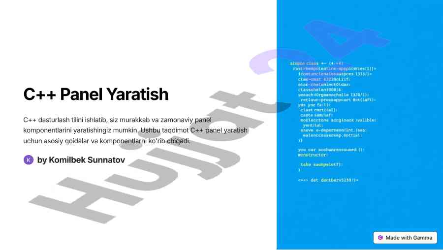 C++ panel yaratuvchi asosiy qoidalar va componentlar