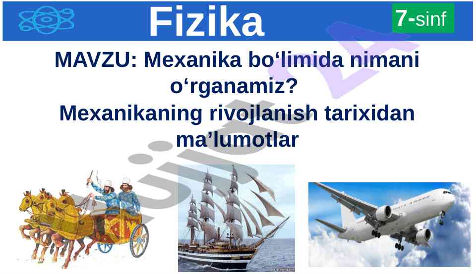 Mexanika bo‘limida o‘rganiladigan asosiy konseptsiyalar
