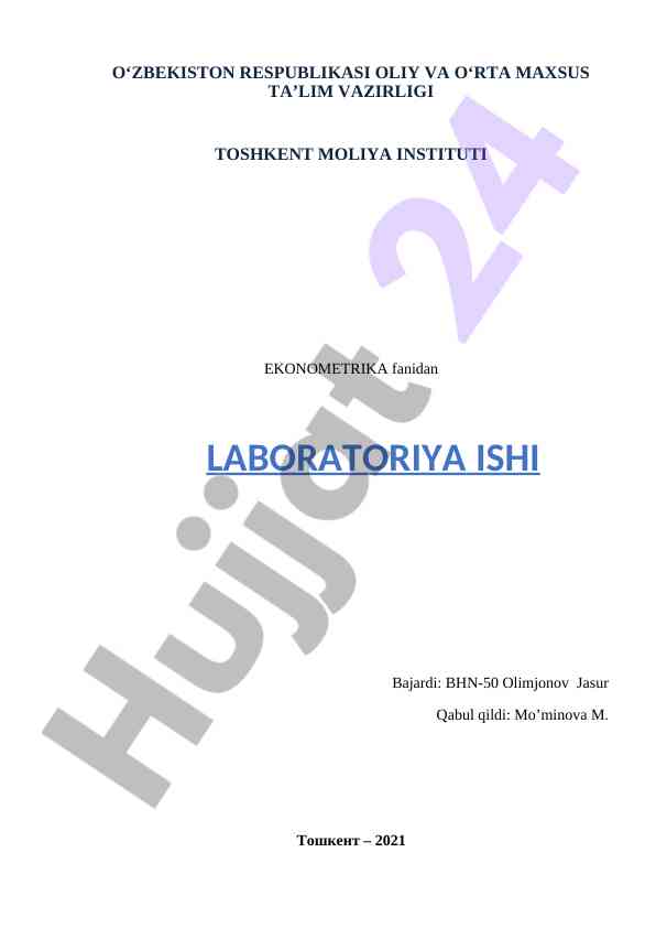 Kop omilli ekonometrik tahlil laboratoriya isht