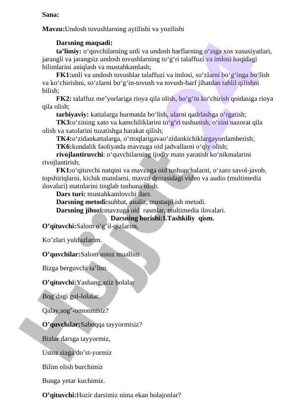 Undosh tovushlarning aytilishi va yozilishi