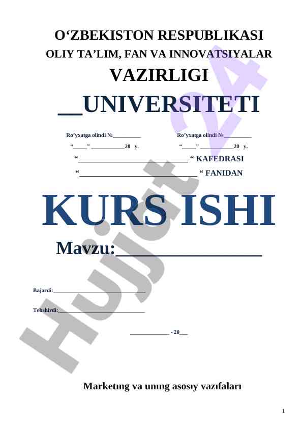 Marketing Va Uning Asosiy Vazifalari